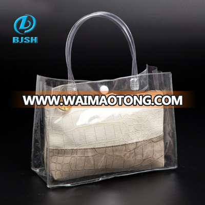 factory sale custom Eco-friendly Clear PVC Wine Bag / pvc wine gift bag with Plastic Tube Handle